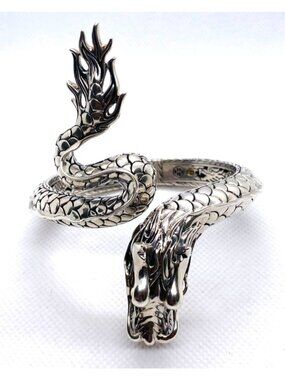 John Hardy Naga Legends Hinged Dragon Sterling Silver 925 18K Bracelet 6.75"
